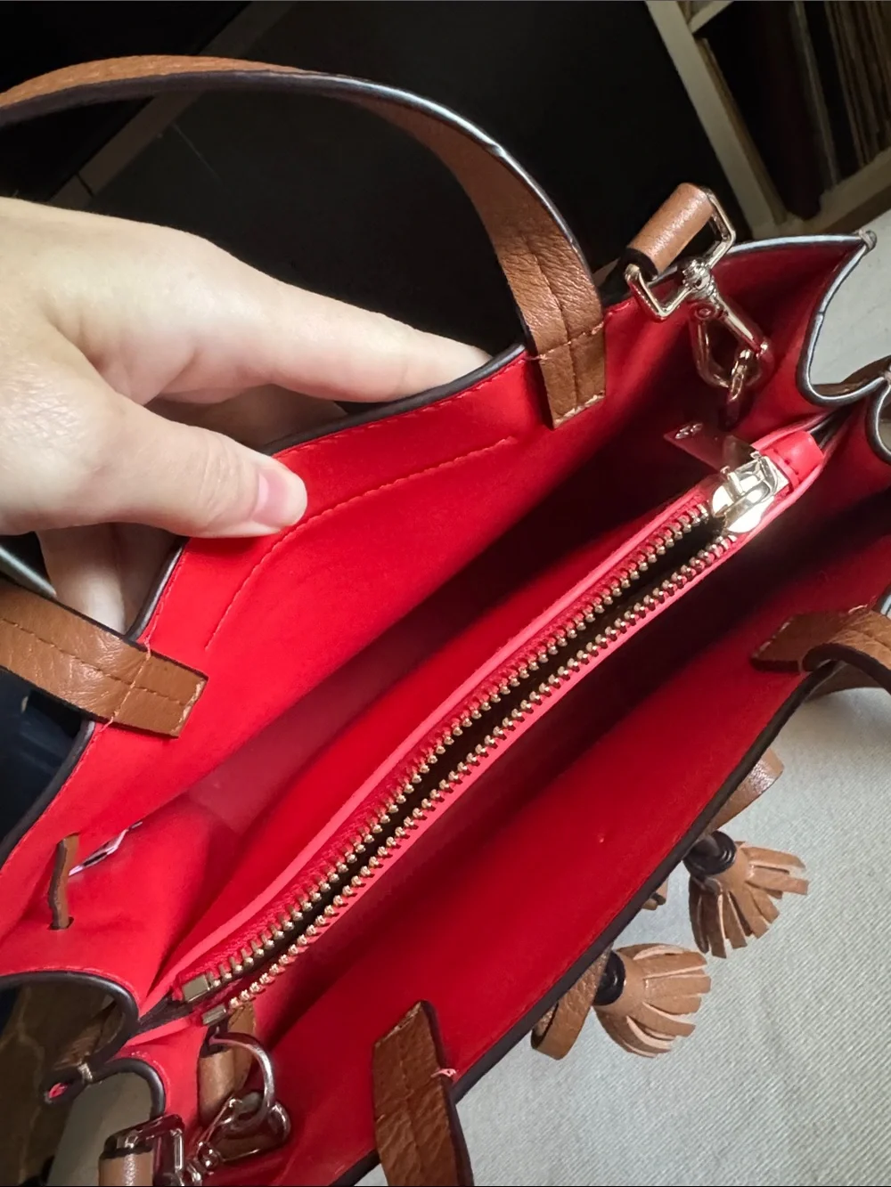 kate spade New York Tan Leather Tassel Bag